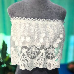 Shein Curve White Floral Lace Bandeau/Tube Top Size 0XL